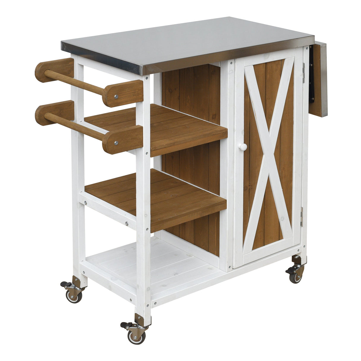 Foldable Outdoor Kitchen Island Patio Prep Station - White