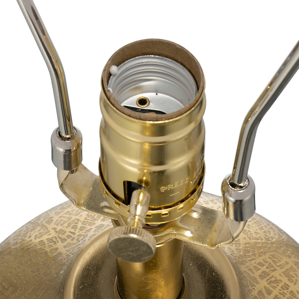 Round Aluminum Sheet Gold Table Lamp with White Fabric Shade