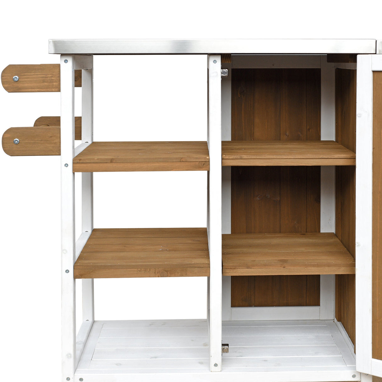 Foldable Outdoor Kitchen Island Patio Prep Station - White