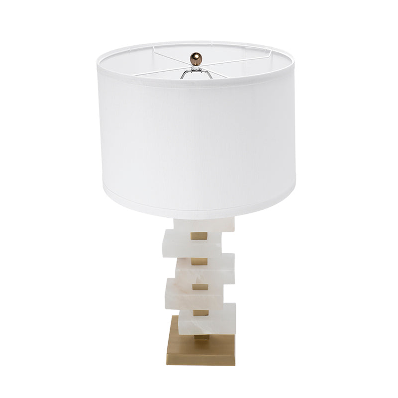 White and Gold Alabaster Slab Table Lamp