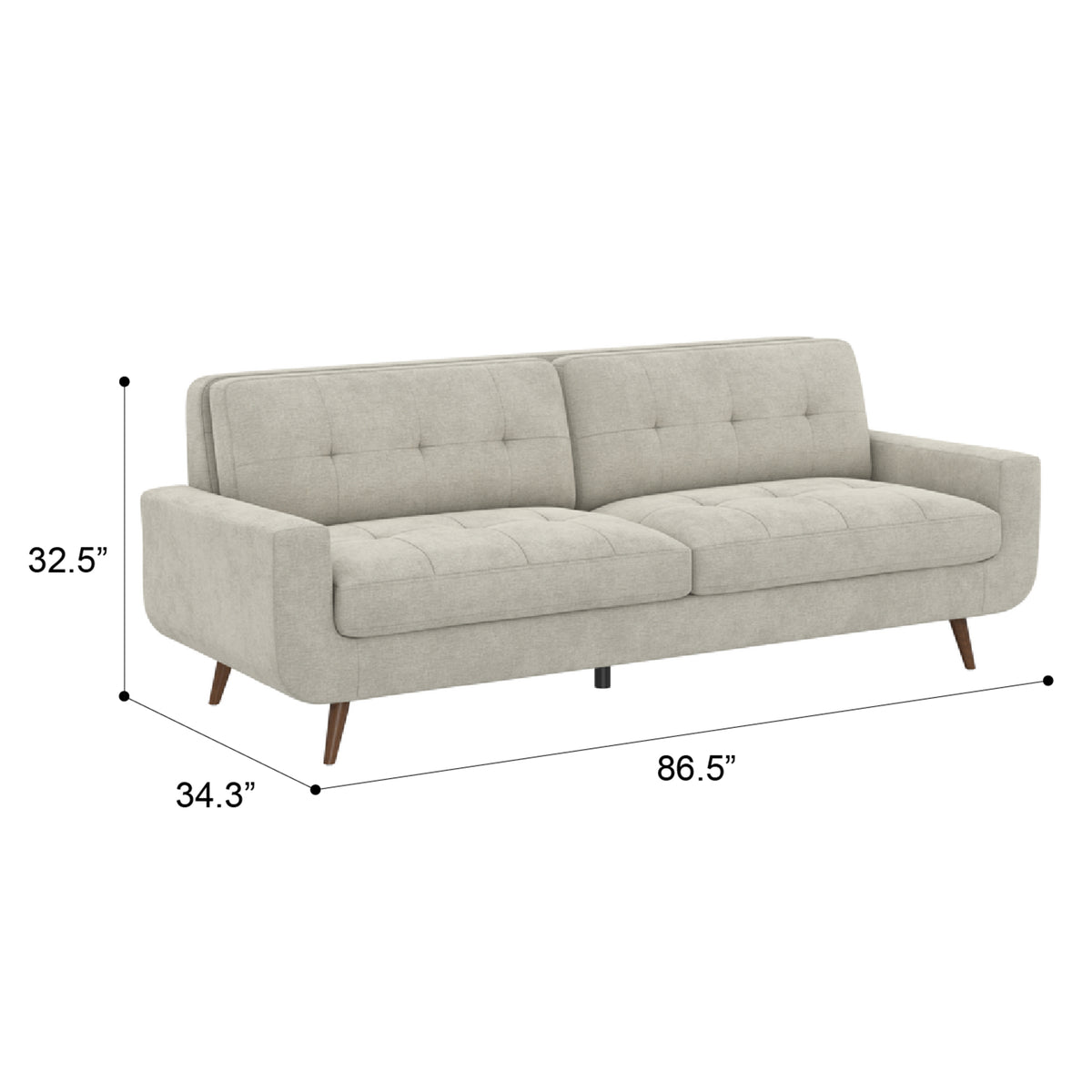Fog Beige Tufted Upholstered Sofa – OROA, view 7