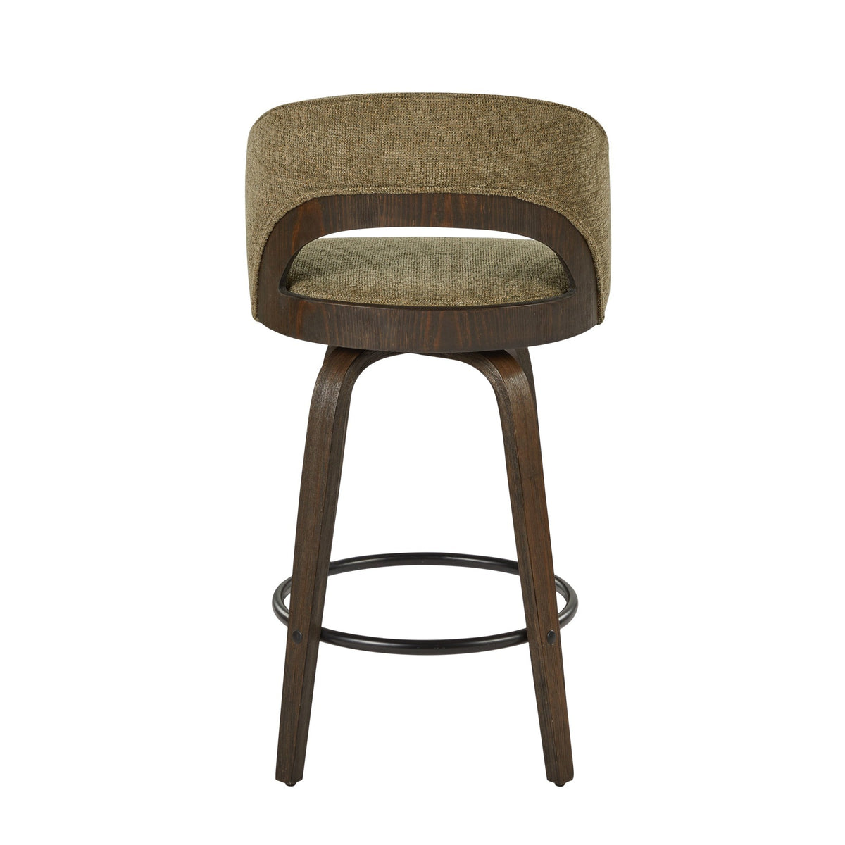 Sage Green Fabric Swivel Counter Stools — rear view