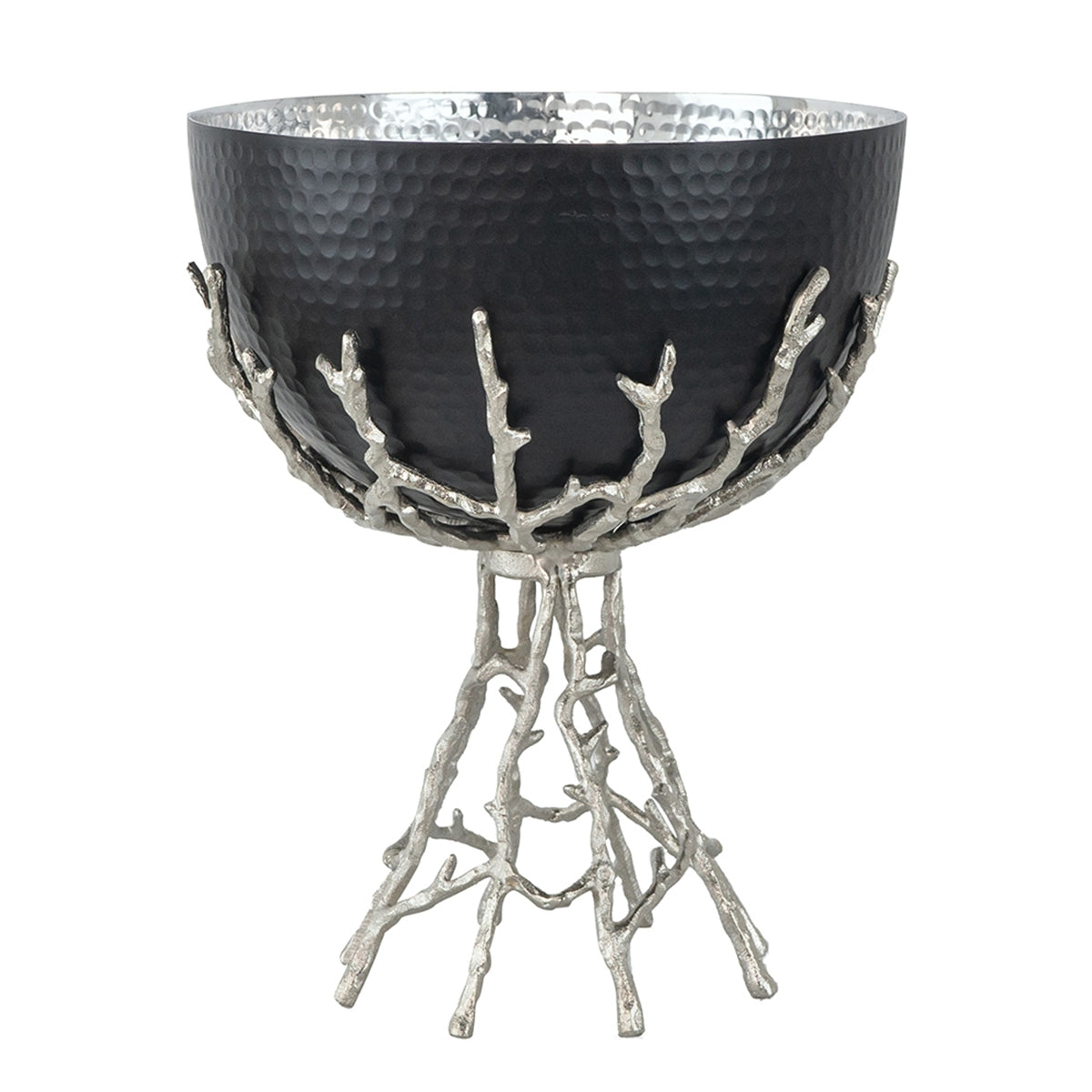Black & Silver Twig Pedestal Decorative Bowl | OROA