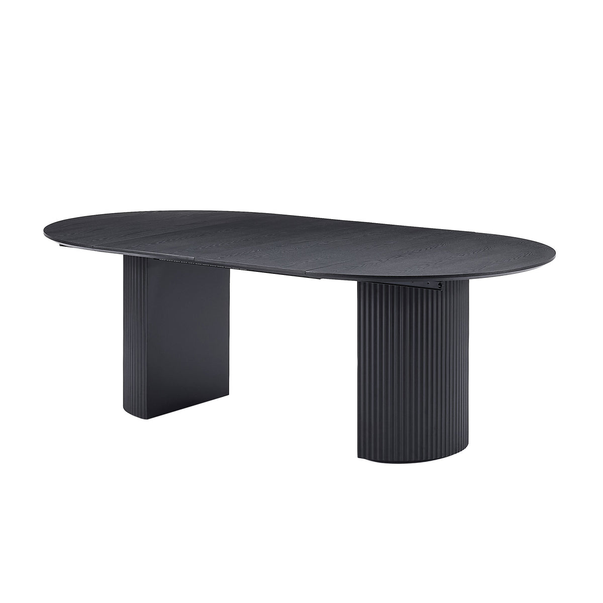 black oval dining table