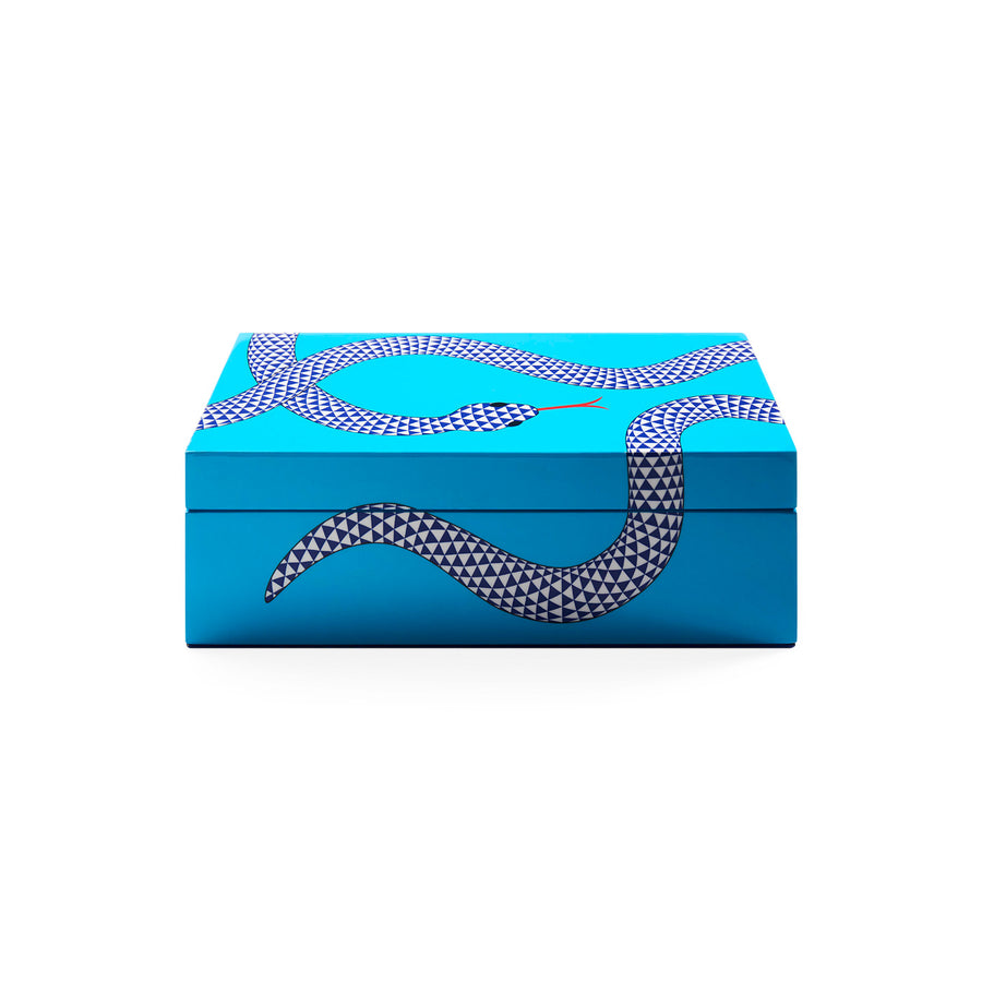 Velvet Lined Blue Lacquer Box S | Jonathan Adler Eden | Oroa.com