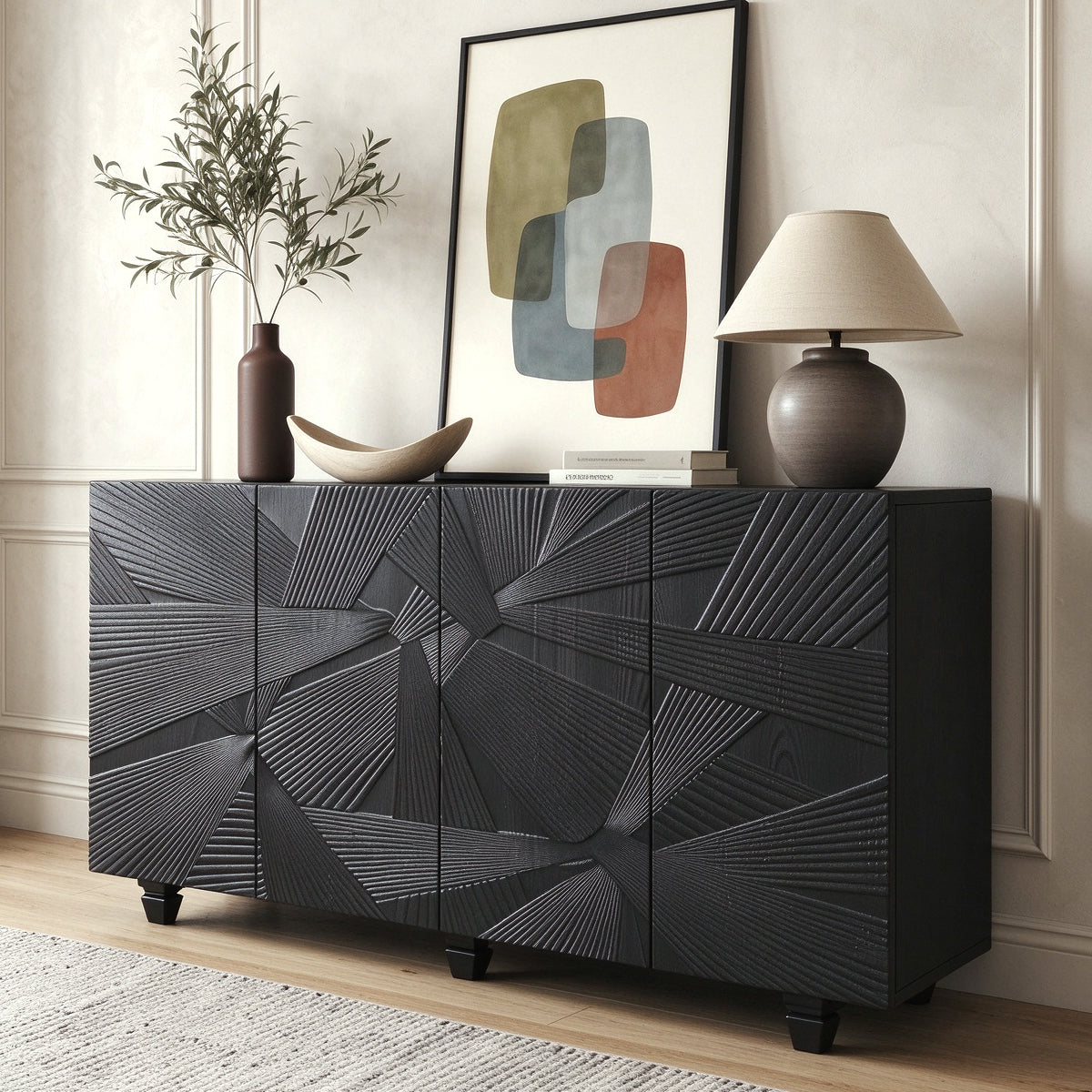 Black Woven Pattern Sideboard 59 Inch – OROA, view 4