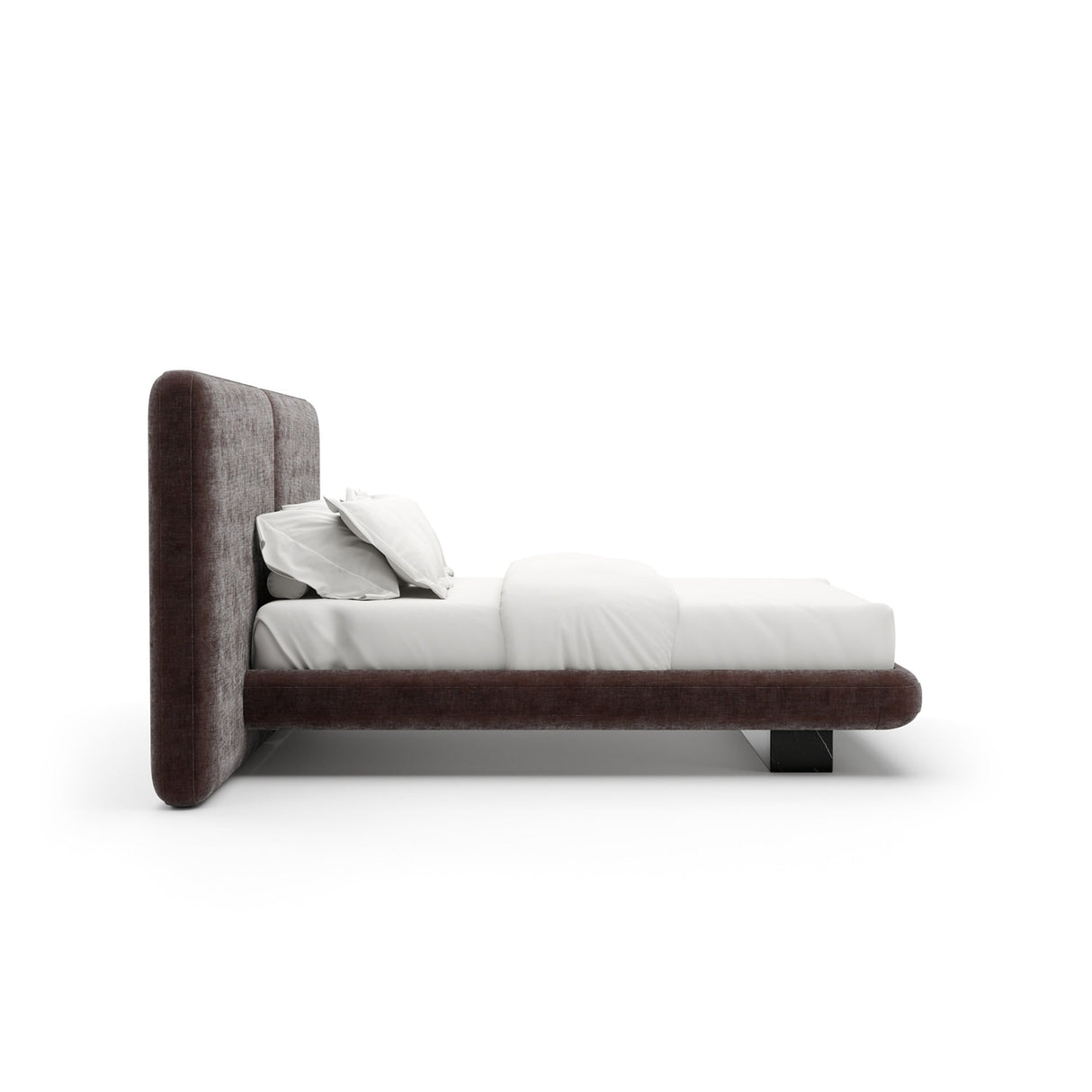 Dark Taupe 2-Panel Bed – Overlap – side view