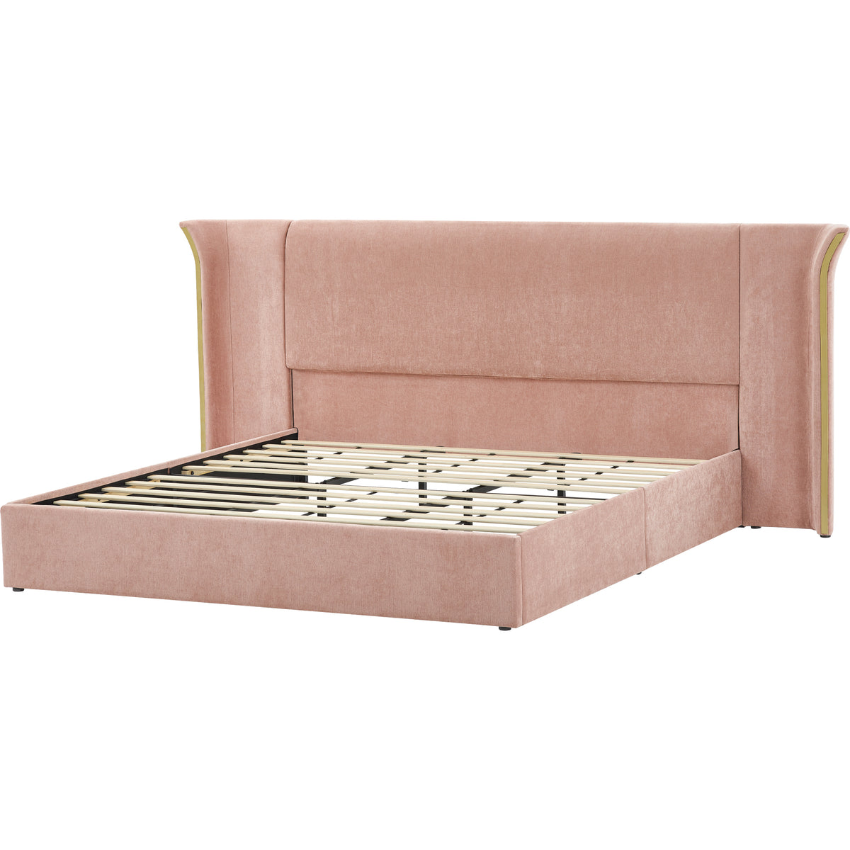 Pink Chenille Wingback King Bed – OROA, view 6