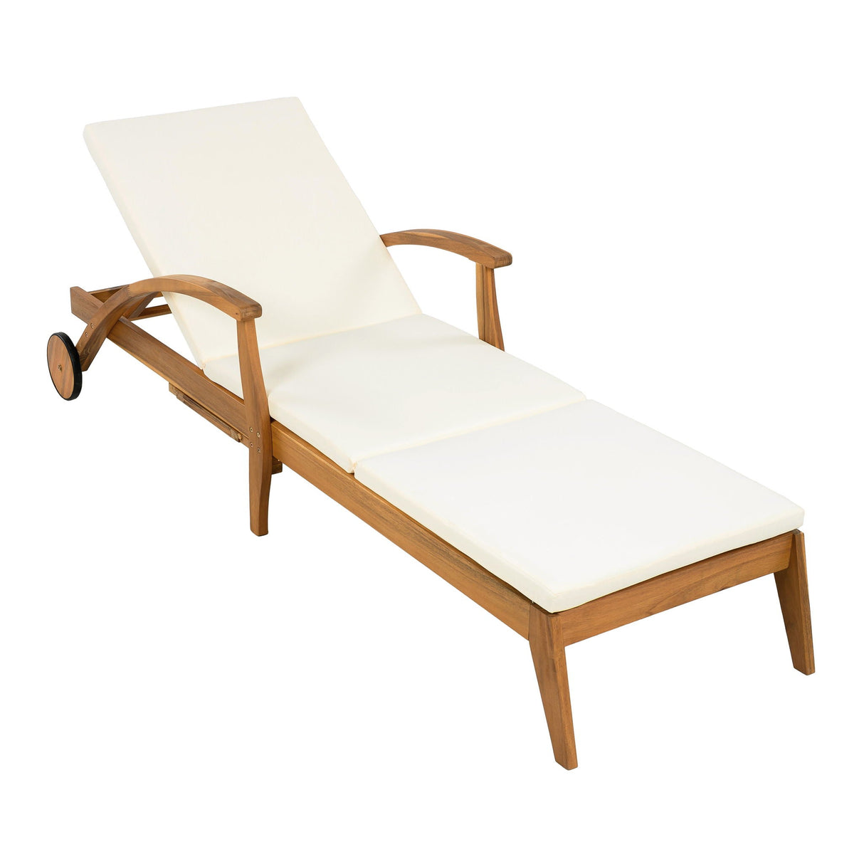 Outdoor Chaise Lounge on Wheels, Acacia Wood - OROA