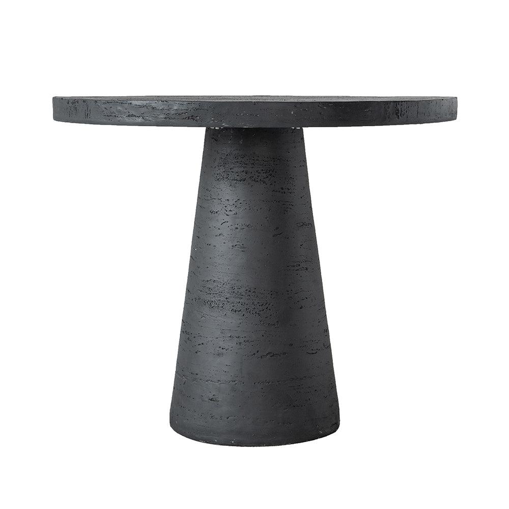 Textured Black Round Pedestal Dining Table – OROA, view 1