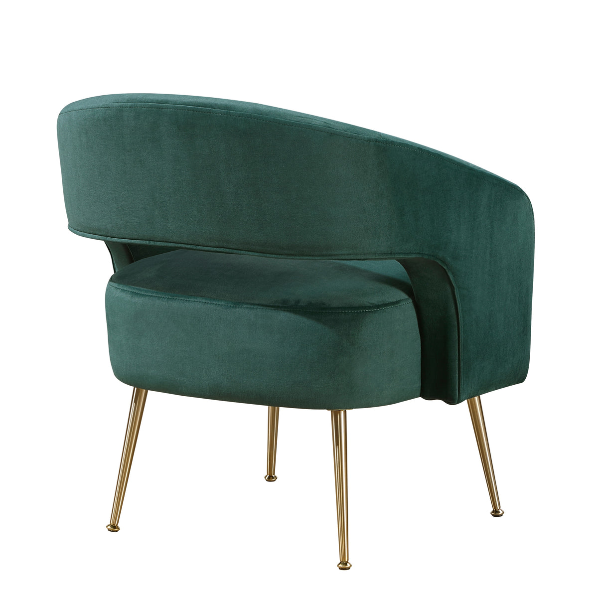 Dark Green Velvet Gold Leg Accent Chair – OROA, view 4