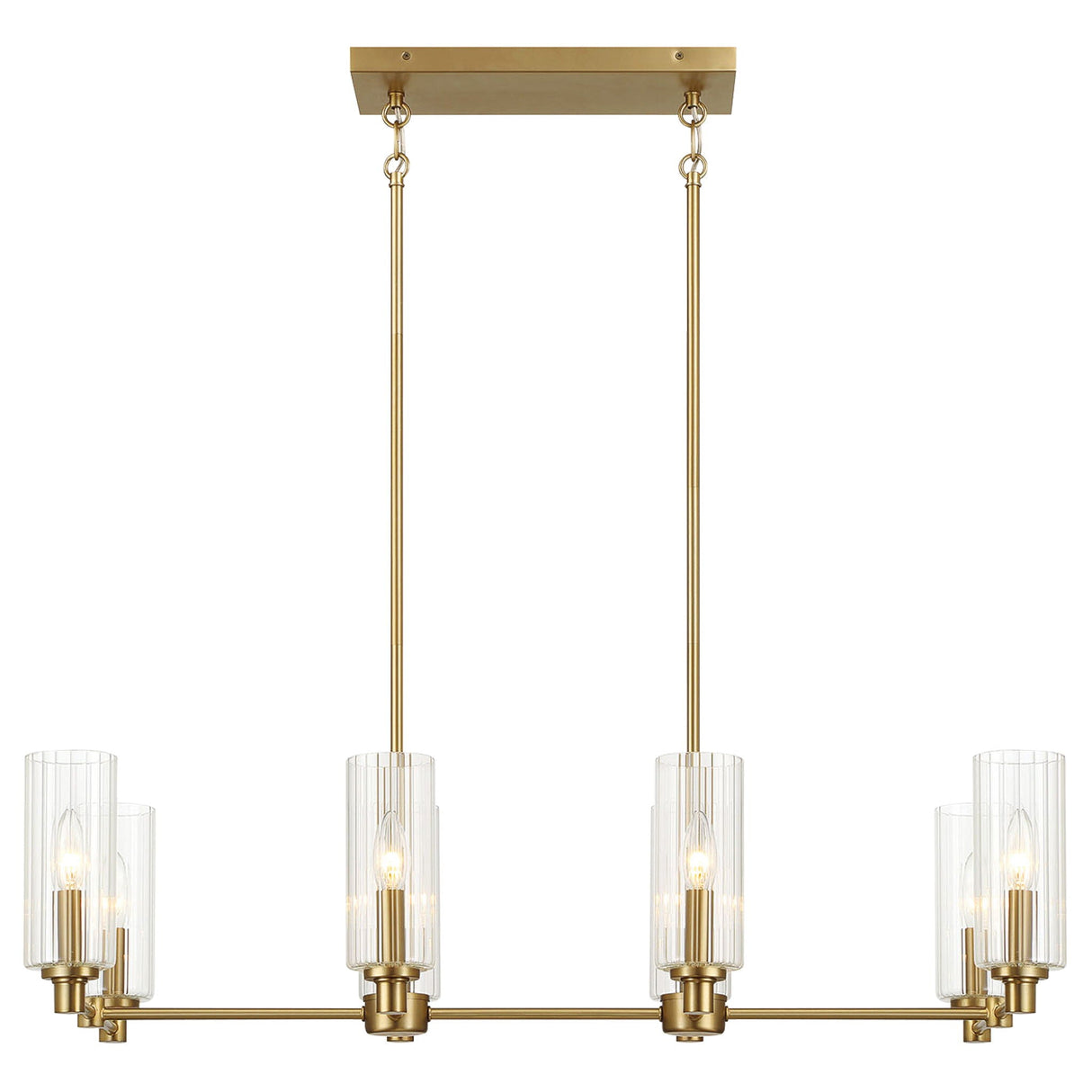 Island With Clear Ribbed Pendant Lamp Satin - Antique Brass - OROA