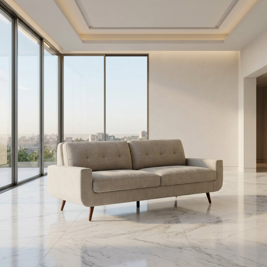 Fog Beige Tufted Upholstered Sofa – OROA, view 2