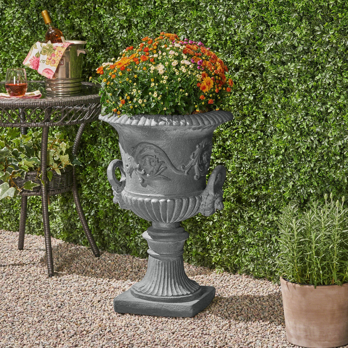 MGO Garden Urn Planter Black