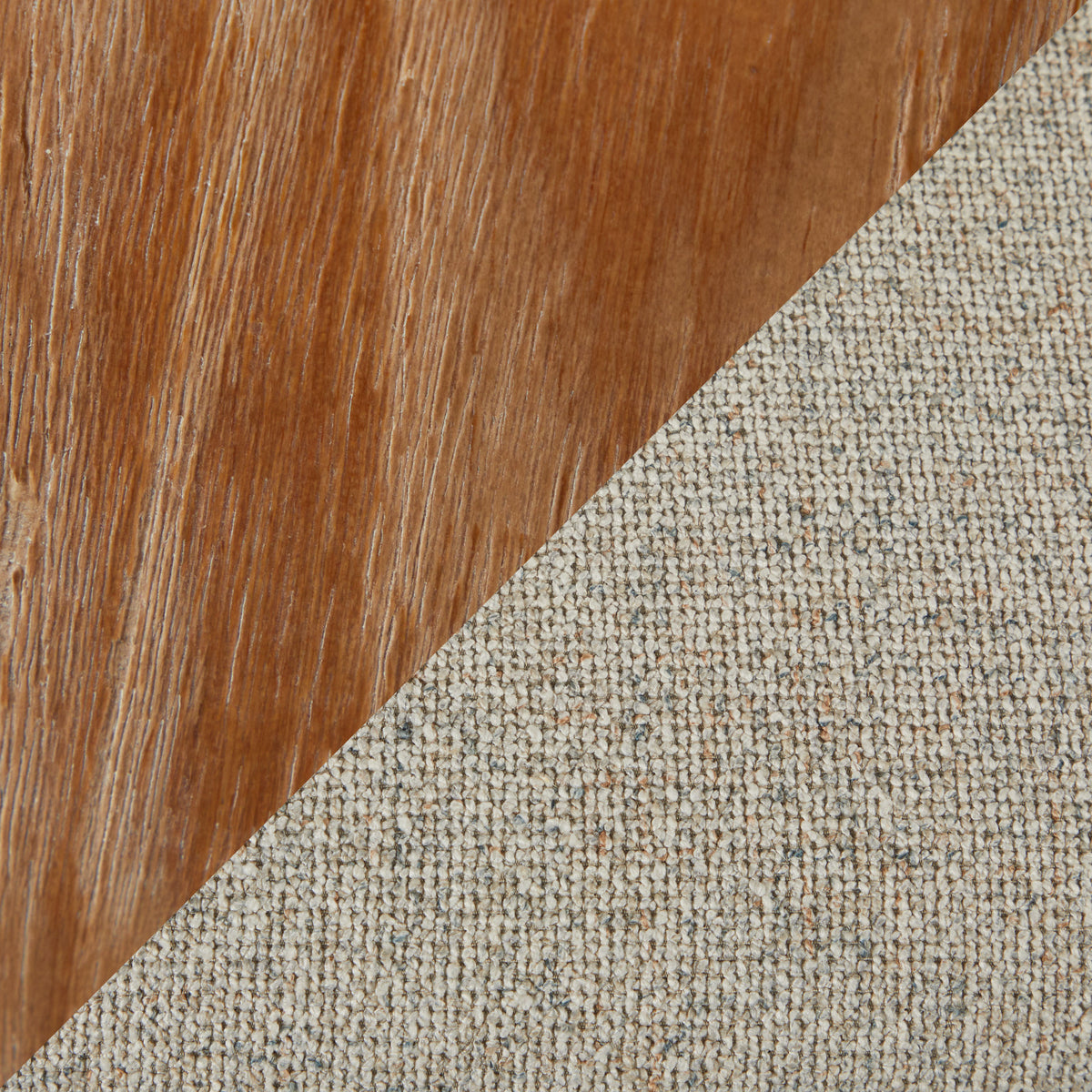 Oatmeal Fabric Swivel Dining Chair with Whitewashed Wood — wood and upholstery close-up