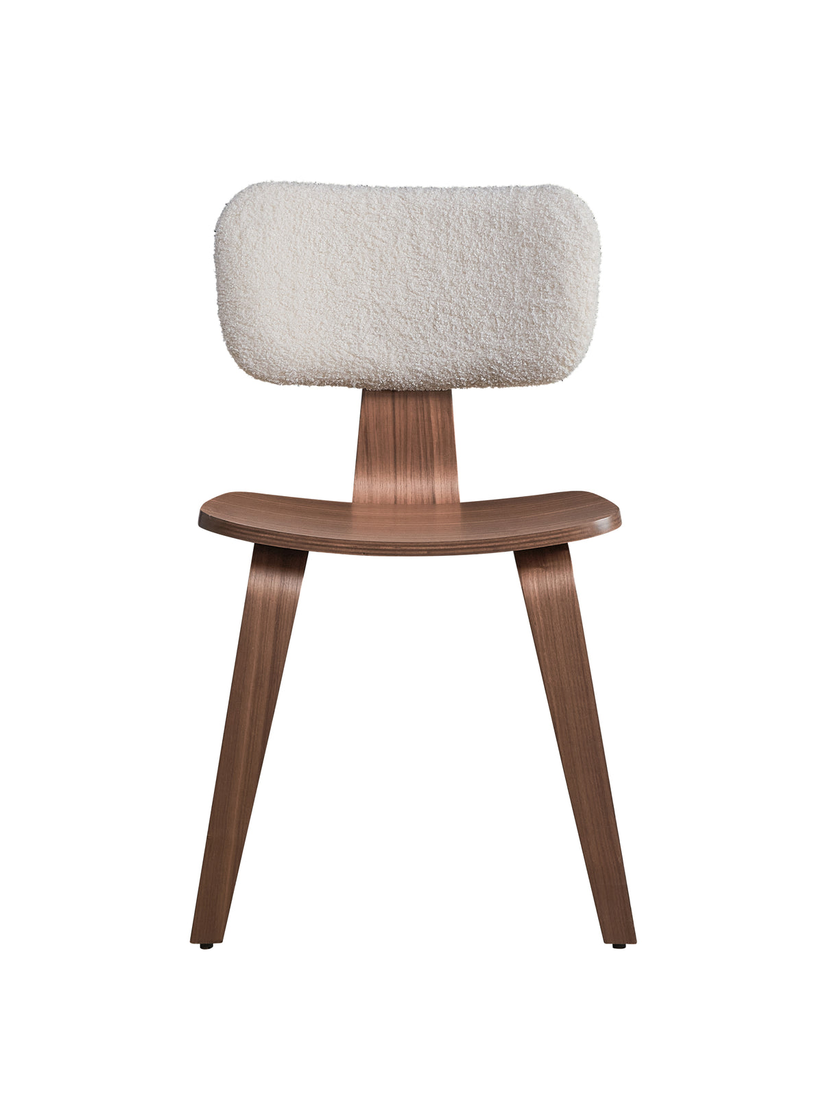 Walnut & White Bouclé Dining Chairs, Set of 2 | Curves at the Table