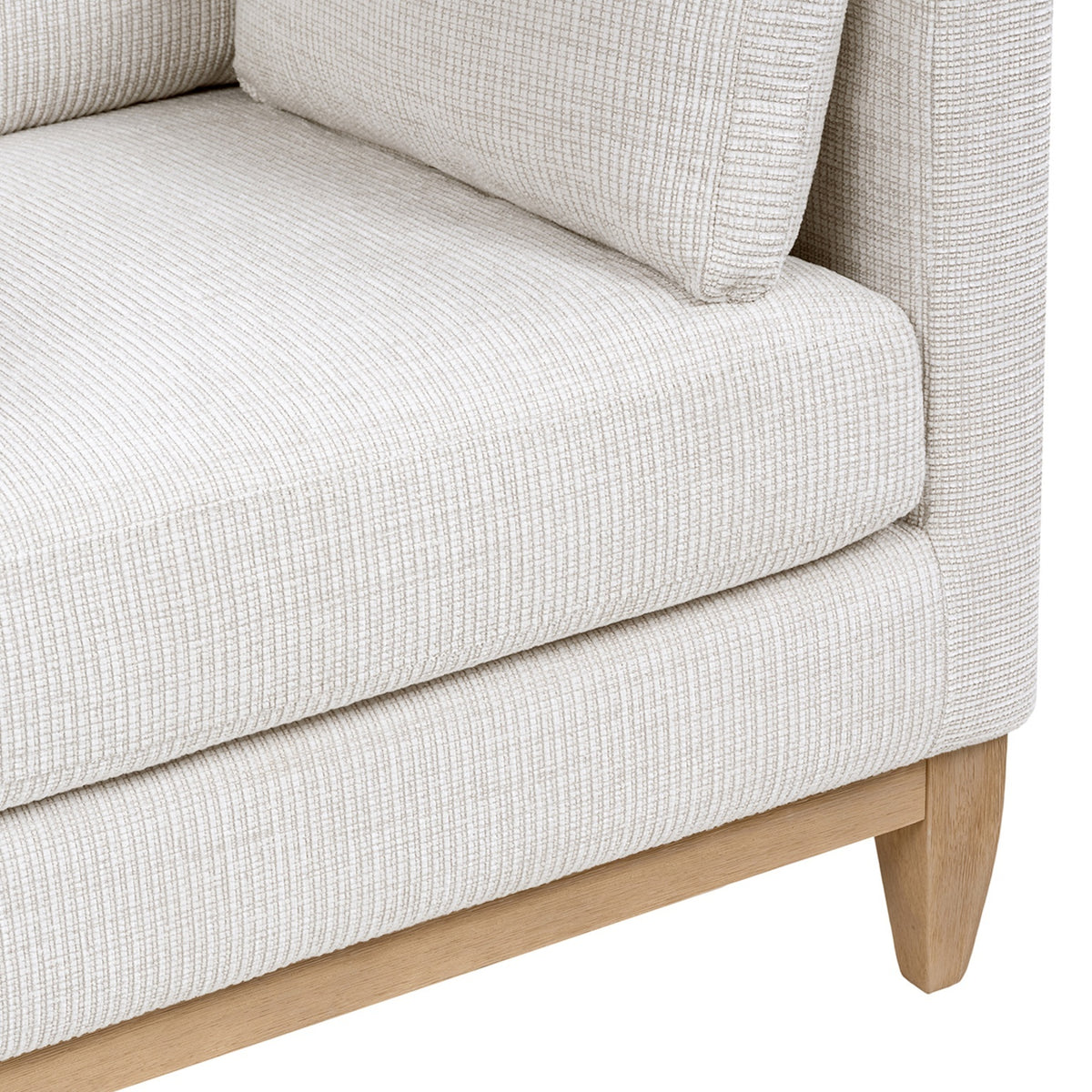 Knox Modern Farmhouse Arm Chair, Light Beige Chenille with Pinewood Frame - OROA Online Furniture