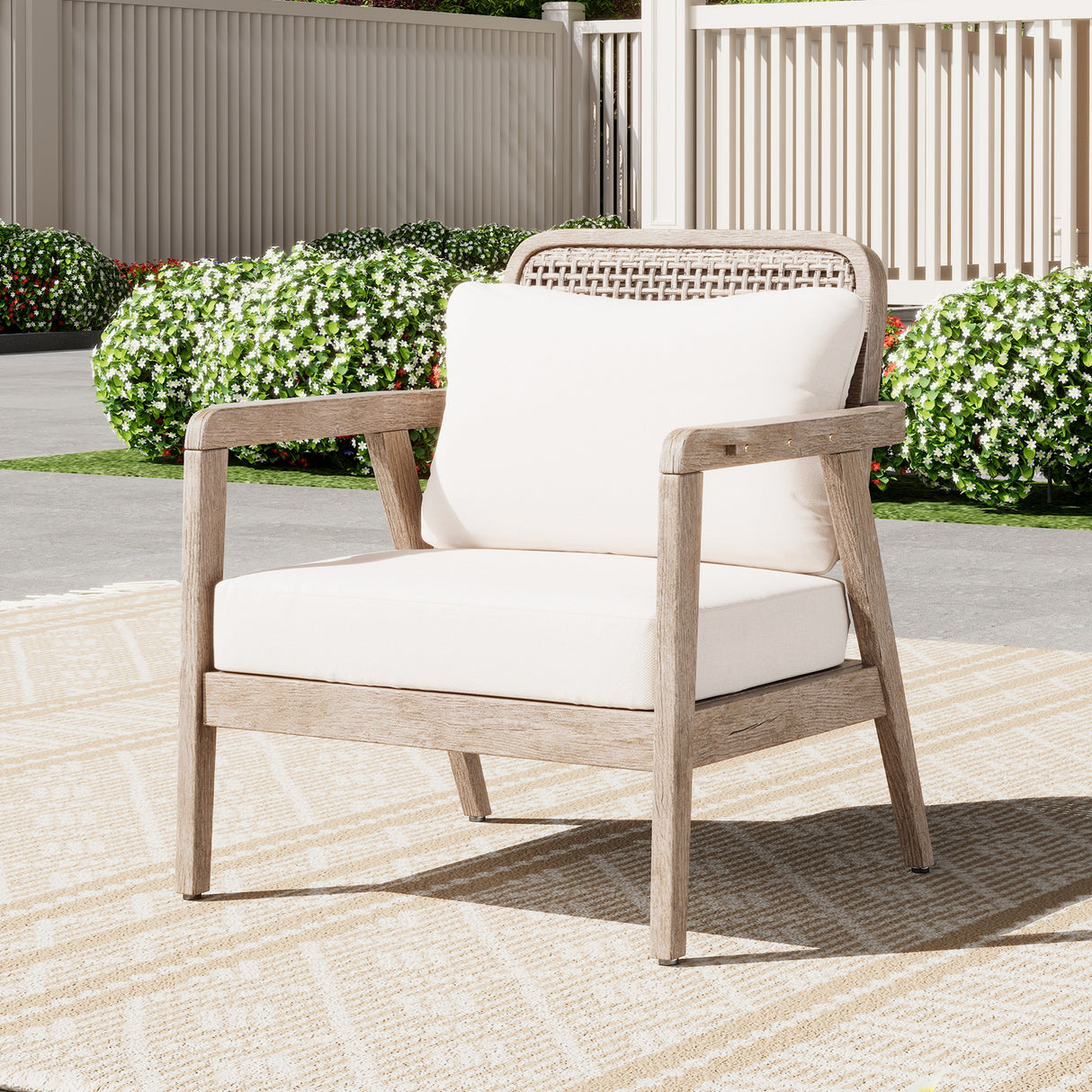 Outdoor Acacia Wood Patio Club Chair - OROA