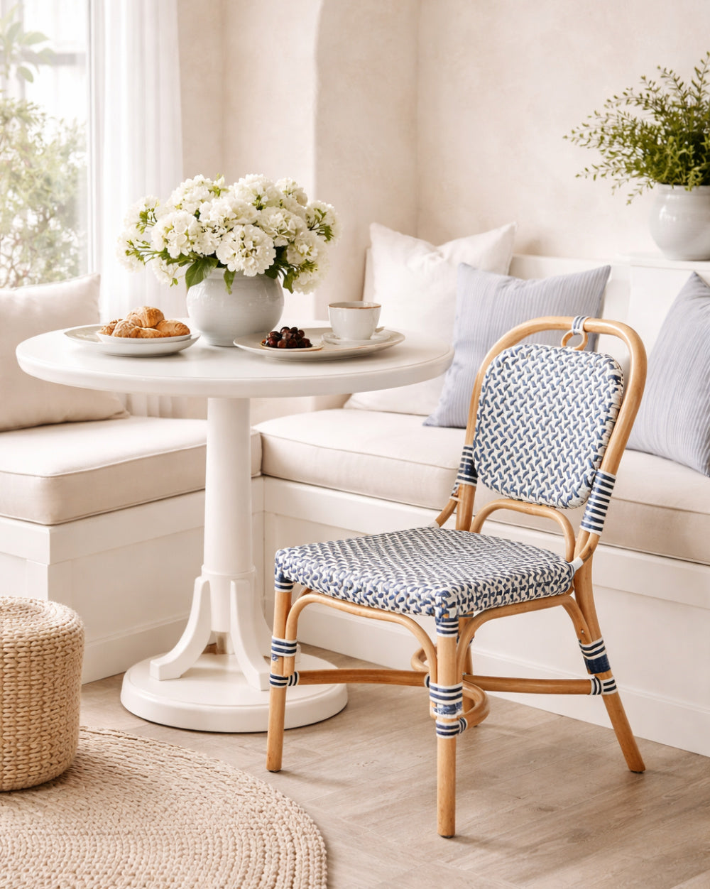 Contract furniture - Blue White Weaving Bistro Chair - www.oroatrade.com