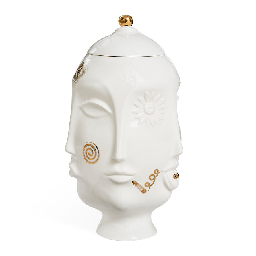 Gilded Porcelain Face Urn | Jonathan Adler Frida | Oroa.com