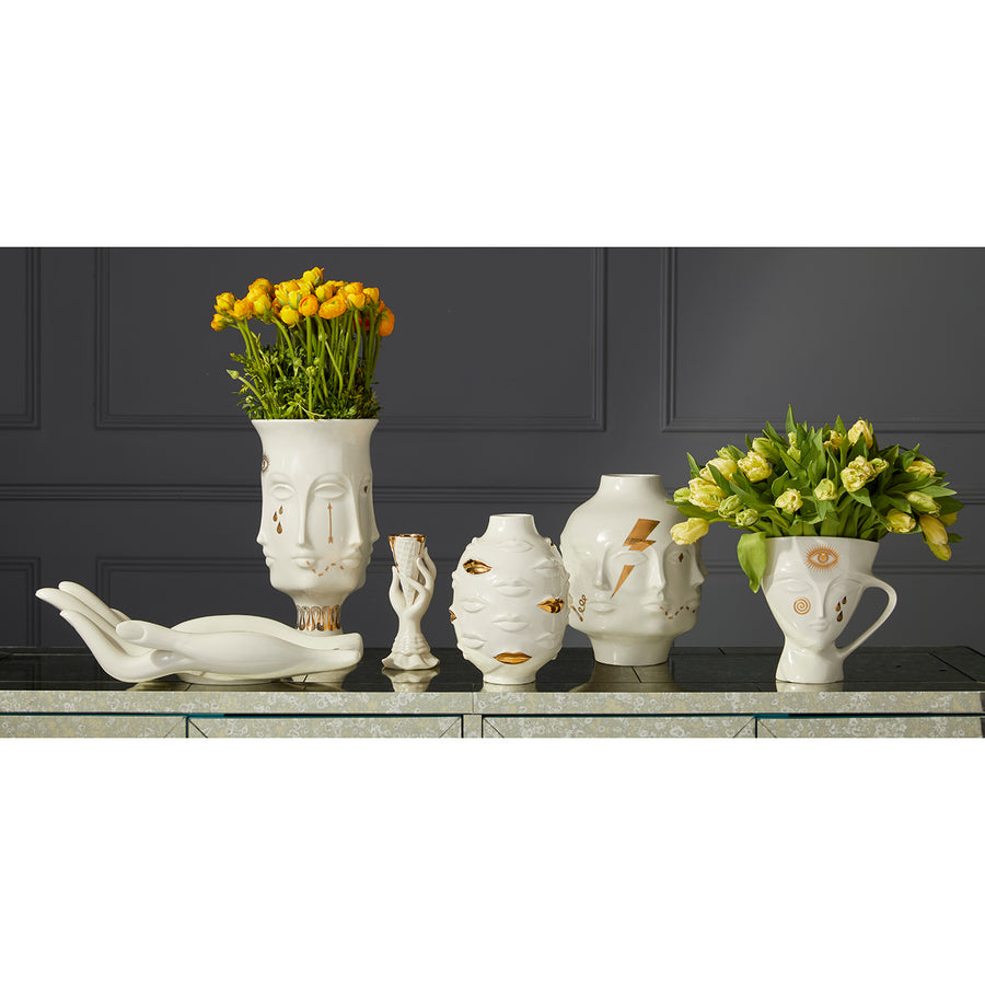 Gilded Porcelain Palm Fruit Bowl | Jonathan Adler Eve | Oroa.com