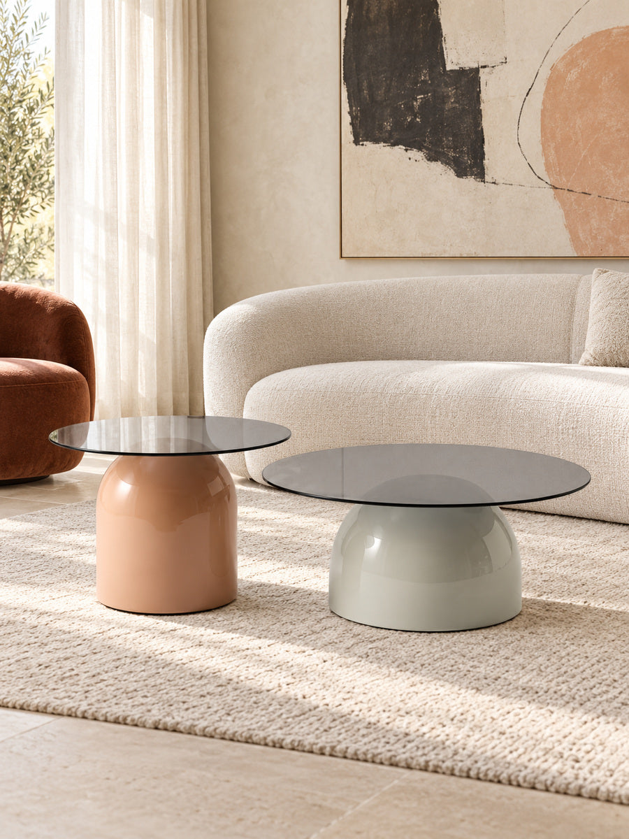 Brown and Gray Glass Pedestal Table Set | Catchy