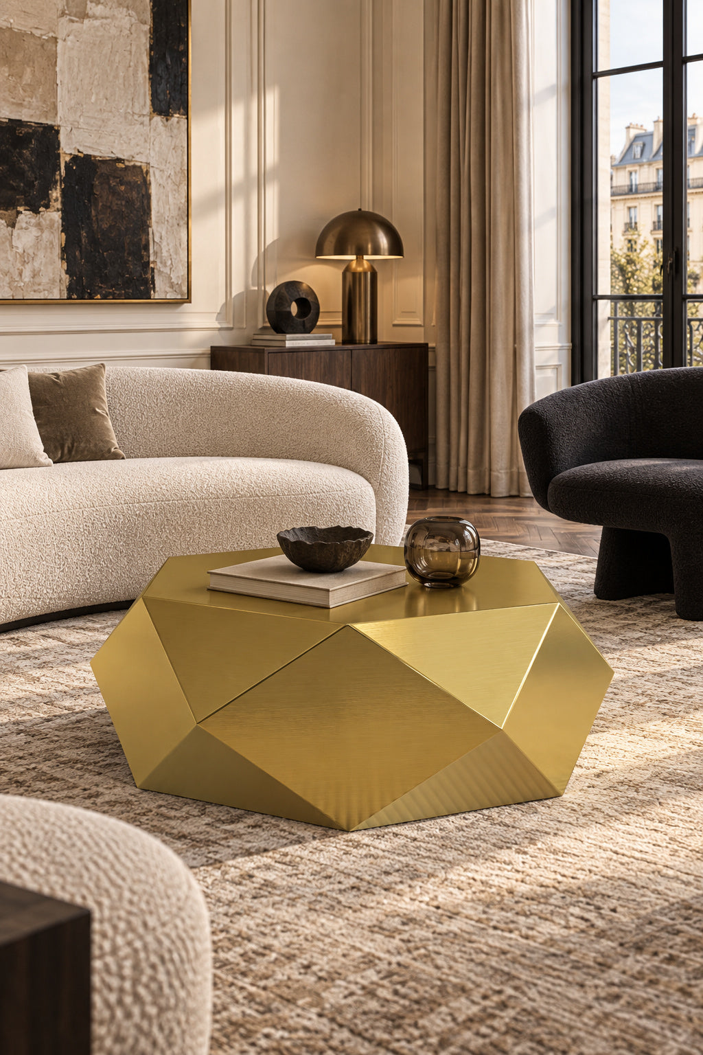 Gold Faceted Diamond Coffee Table - Catchy