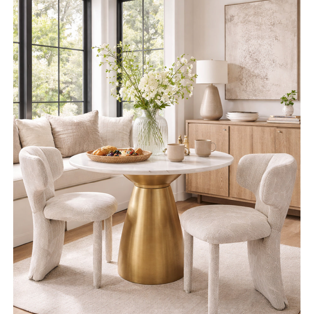 gold base dining table - white top - www.oroa.com