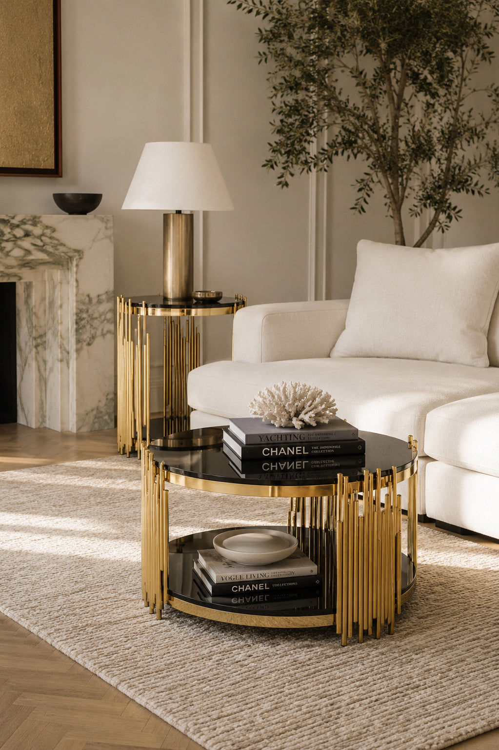 gold brass coffee table