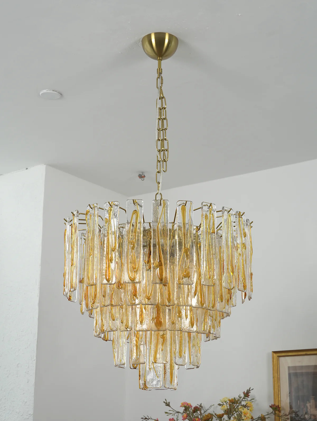 Golden Amber Geometric Glass Chandelier - OROA