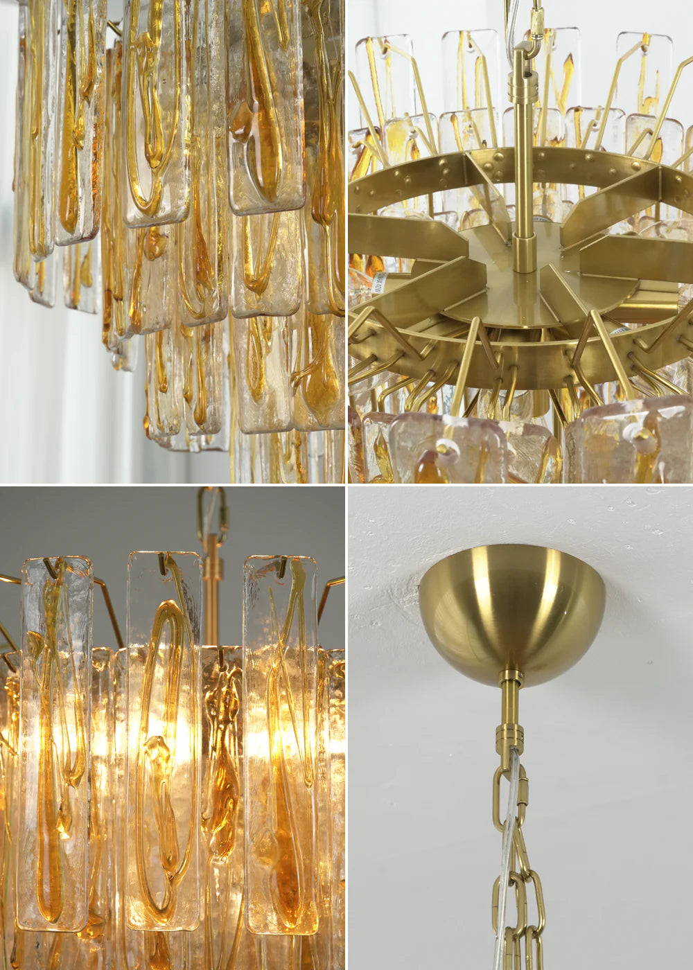 Golden Amber Geometric Glass Chandelier - OROA