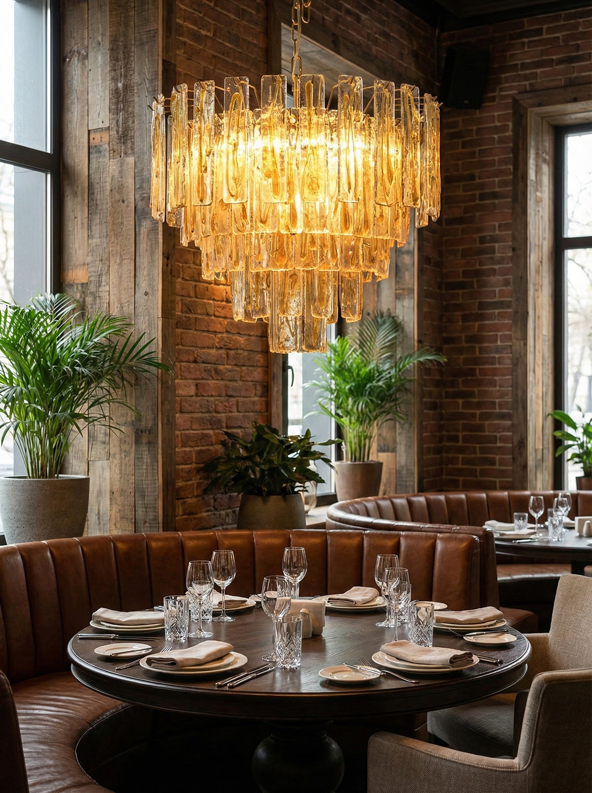 Golden Amber Geometric Glass Chandelier - OROA