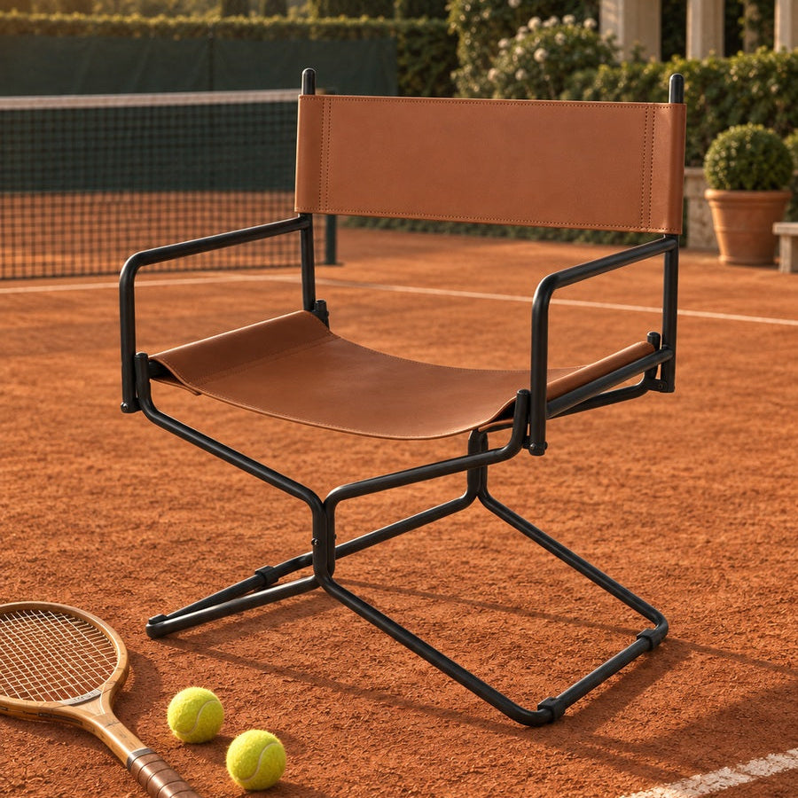 Brown Leather Folding Director Chair - Catchy - Catchy