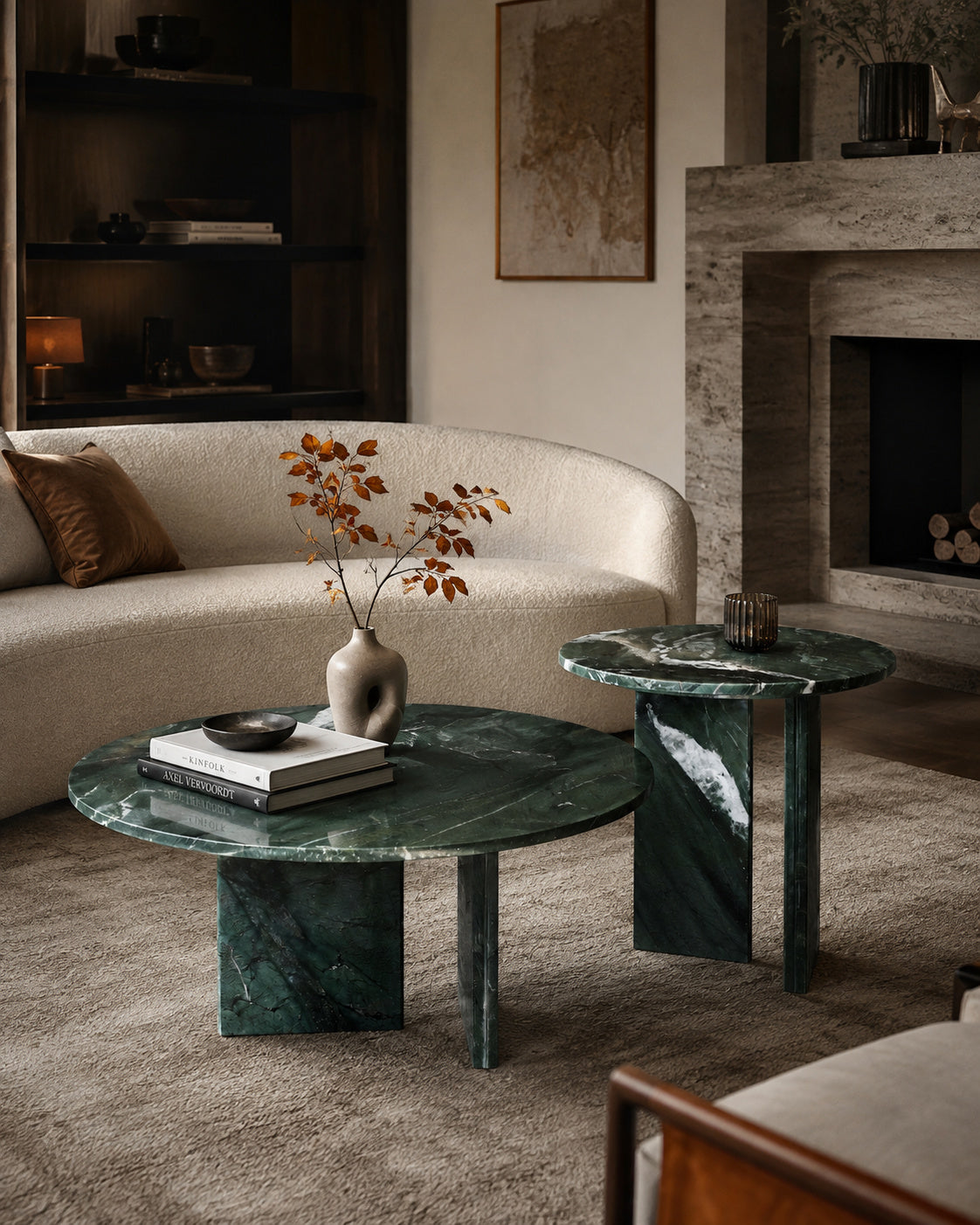 Diamond Green Marble Coffee Table S/2 – OROA – angled view