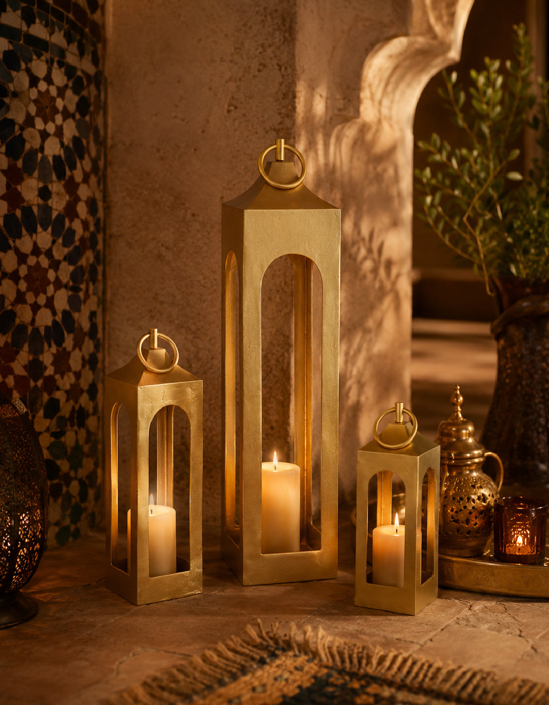 moroccan gold brass lanterns - oroa
