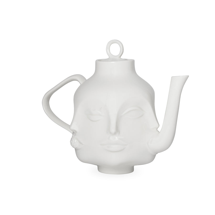 White Porcelain Face Teapot – Dora Maar – angled view
