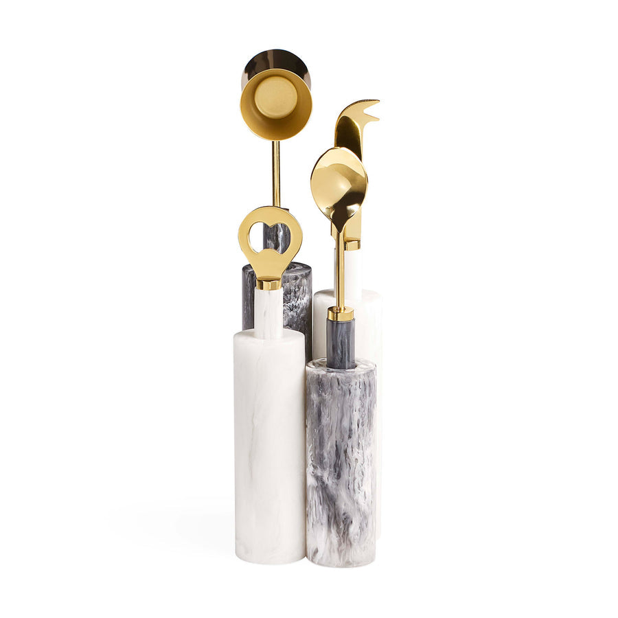 Marbleized Black & White Barware Set | Jonathan Adler Mustique | Oroa.com
