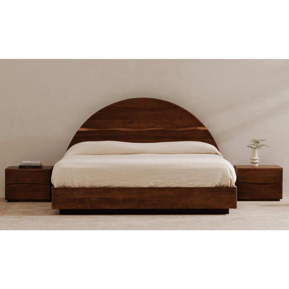Modern European furniture - Arched Acacia Wood Bed - www.oroa.com