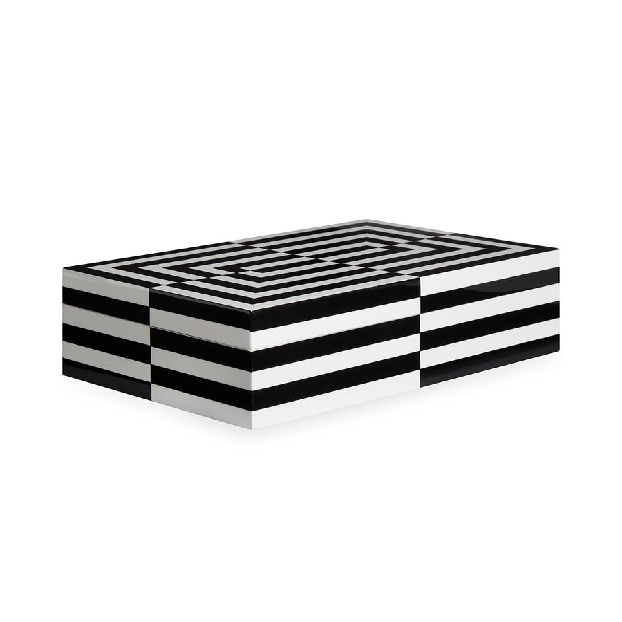 Black & White Lacquer Box L – Op Art – side view