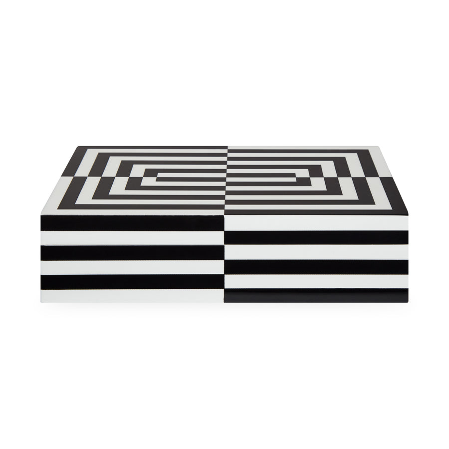 Black & White Lacquer Box L – Op Art – front view