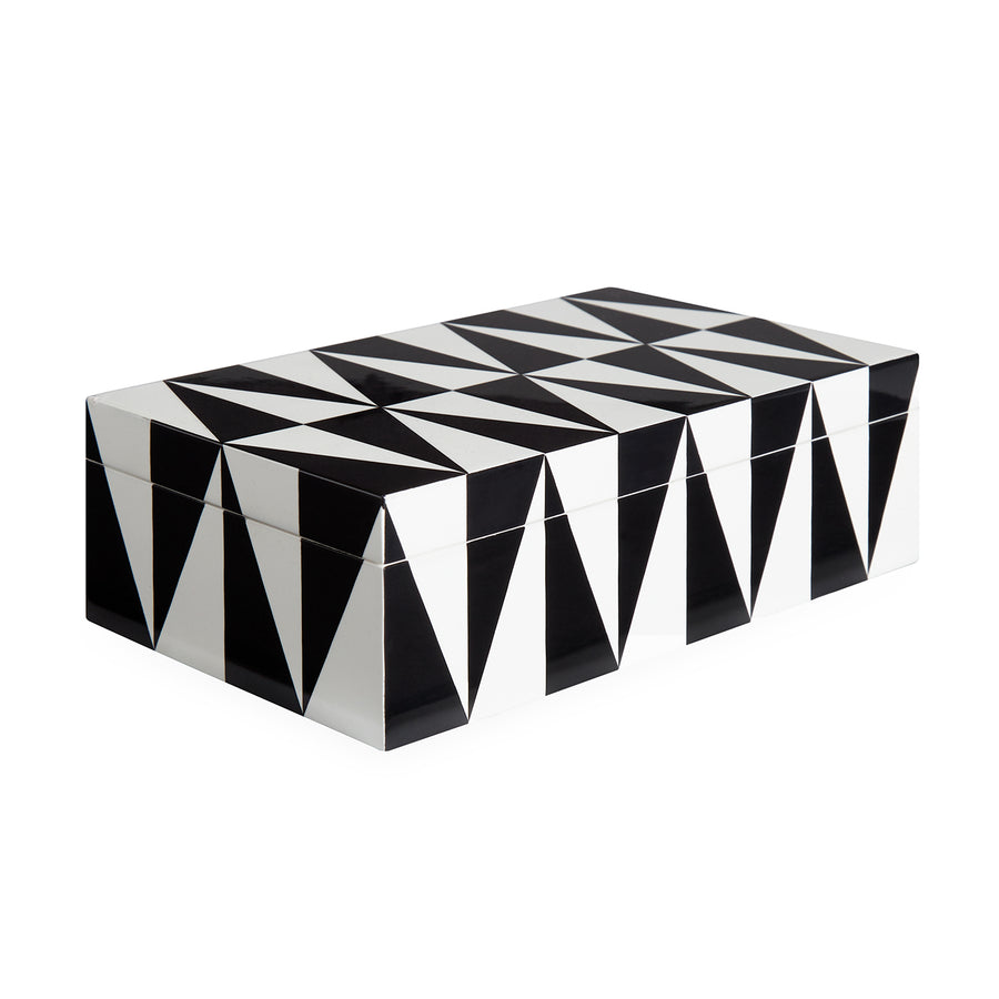 Black & White Lacquer Box M – Op Art – side view