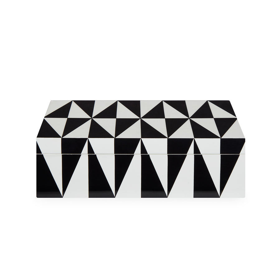 Black & White Lacquer Box M – Op Art – front view