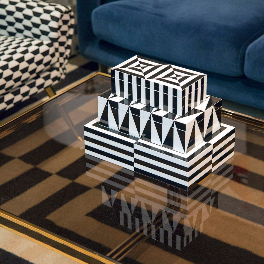 Black & White Lacquer Box L – Op Art – alternate view 6