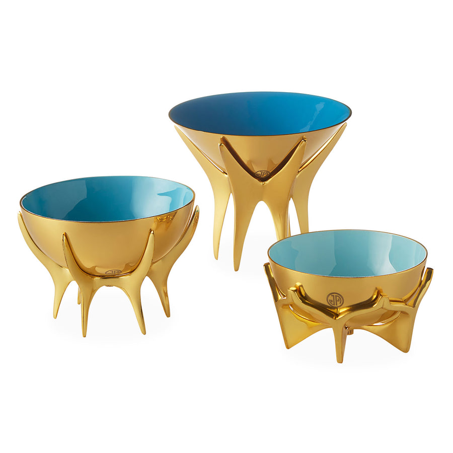 Blue Interior Brass Bowl L | Jonathan Adler Oscar | Oroa.co