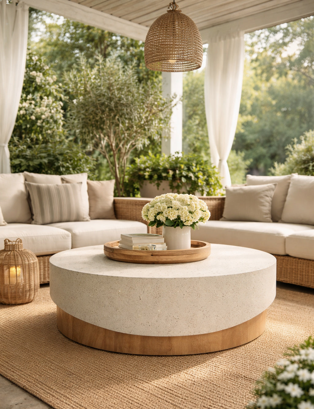 Cream Concrete Indoor/Outdoor Coffee Table by Splendido Patras, alternate view 9