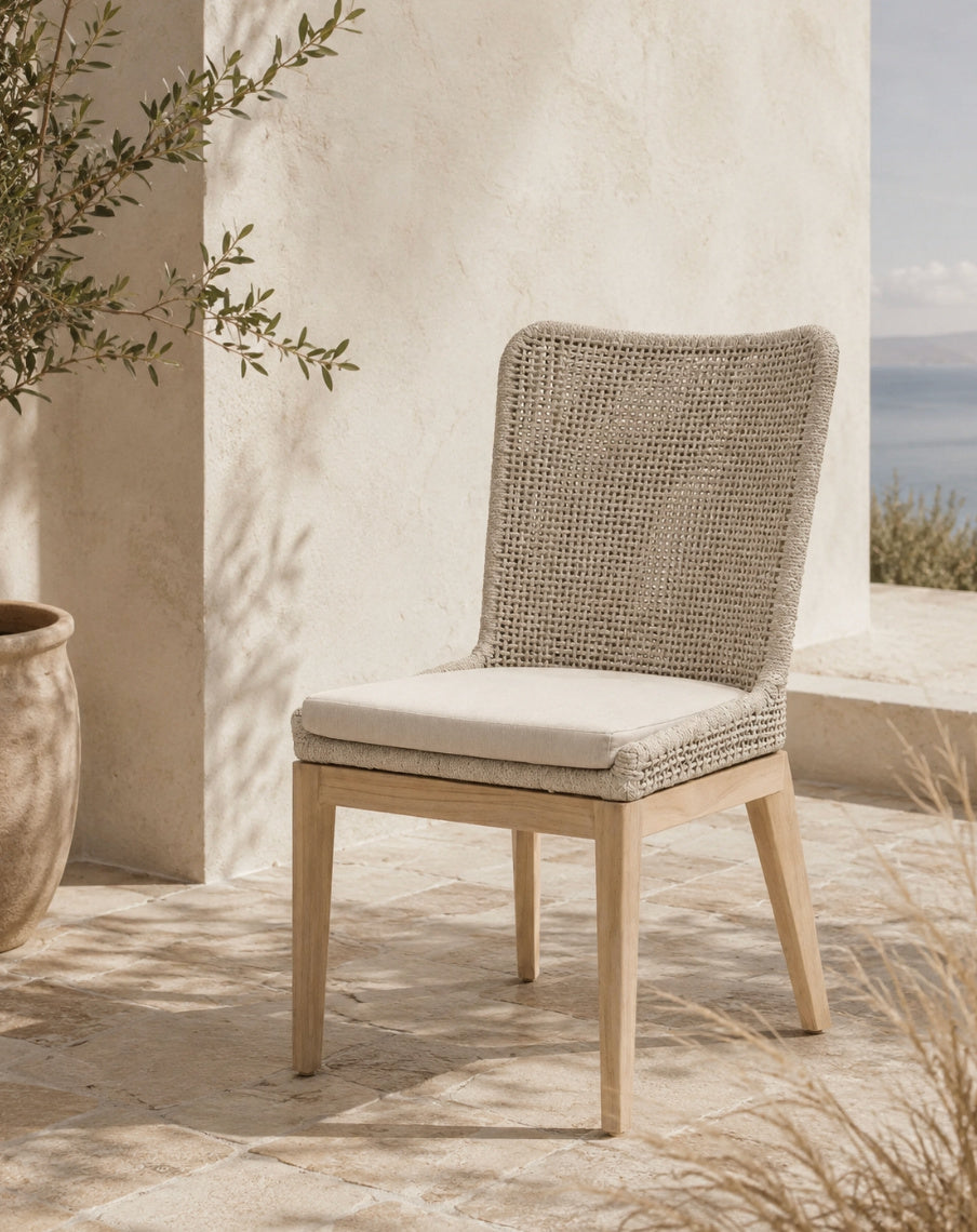 Modern European furniture - White Rope Outdoor Dining Chairs (2) - www.oroa.com