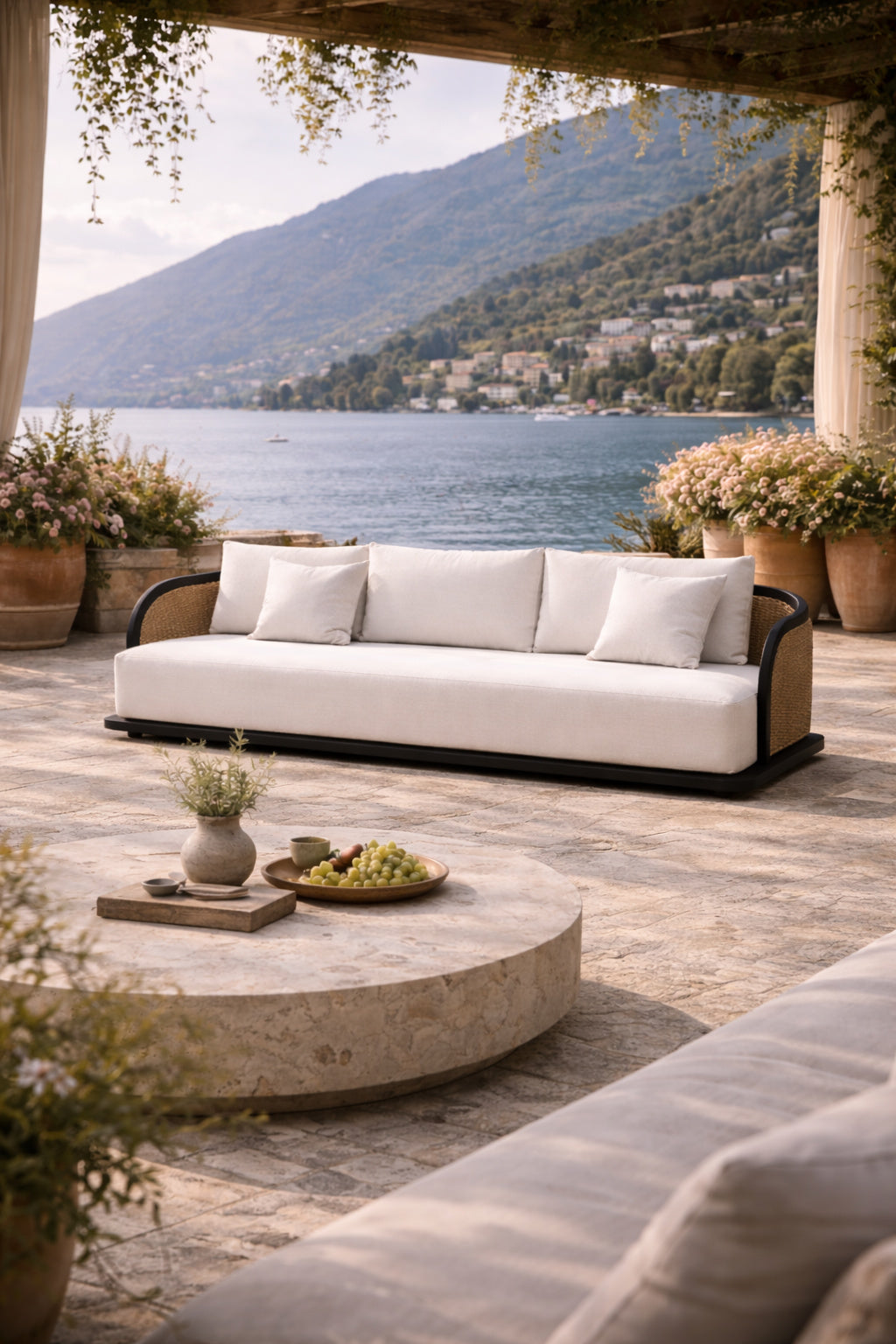 Cream Boucle Indoor/Outdoor Sofa by Splendido Bora, alternate view 2