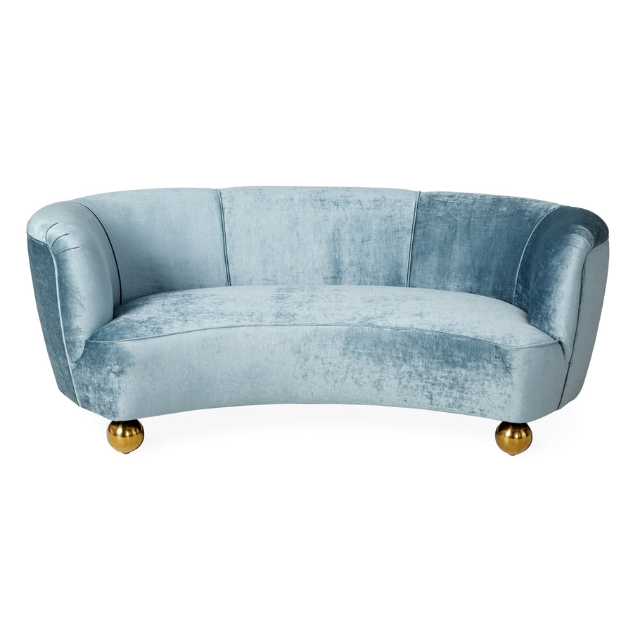 Brass Orb Feet Curved Sofa | Jonathan Adler Parker | Oroa.com