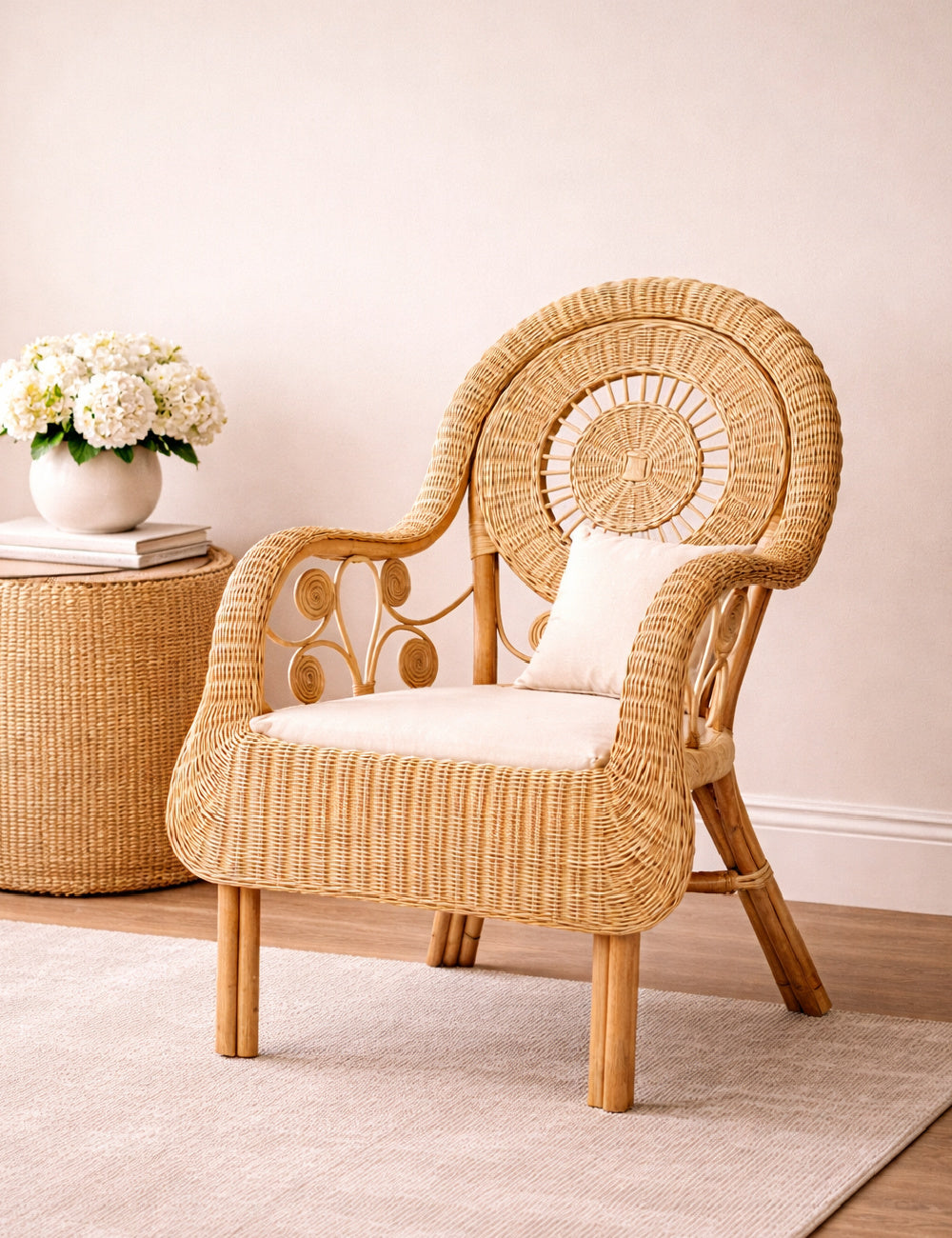 Modern European furniture - Curled Rattan Detail Accent Chair - www.oroa.com