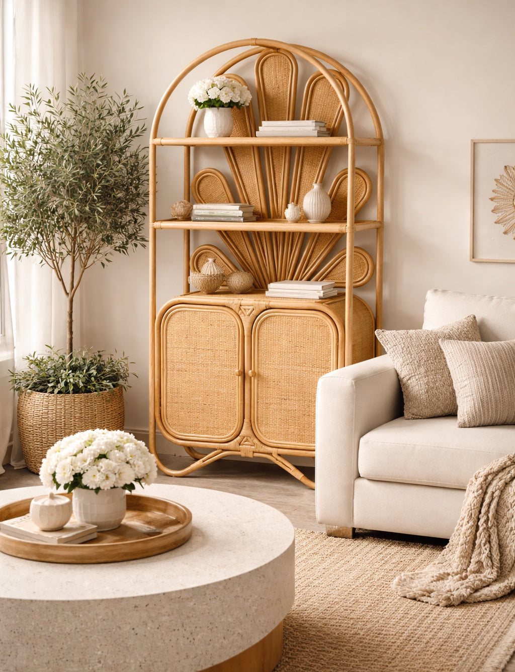 Modern European furniture - Rattan Peacock Fan Cabinet - www.oroa.com